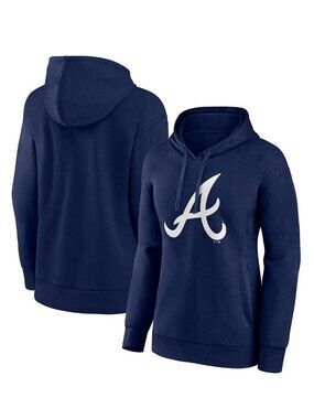 FANATICS Men's Atlanta Braves Logo Pullover Hoodie Size L In Navy